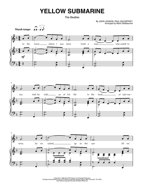Yellow Submarine (Arr. Mario Stallbaumer) - The Beatles (Piano Vocal)