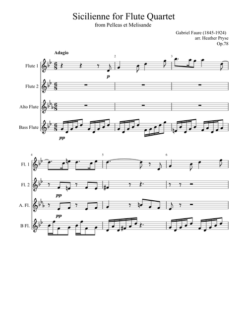 Sicilienne for Flute Quartet