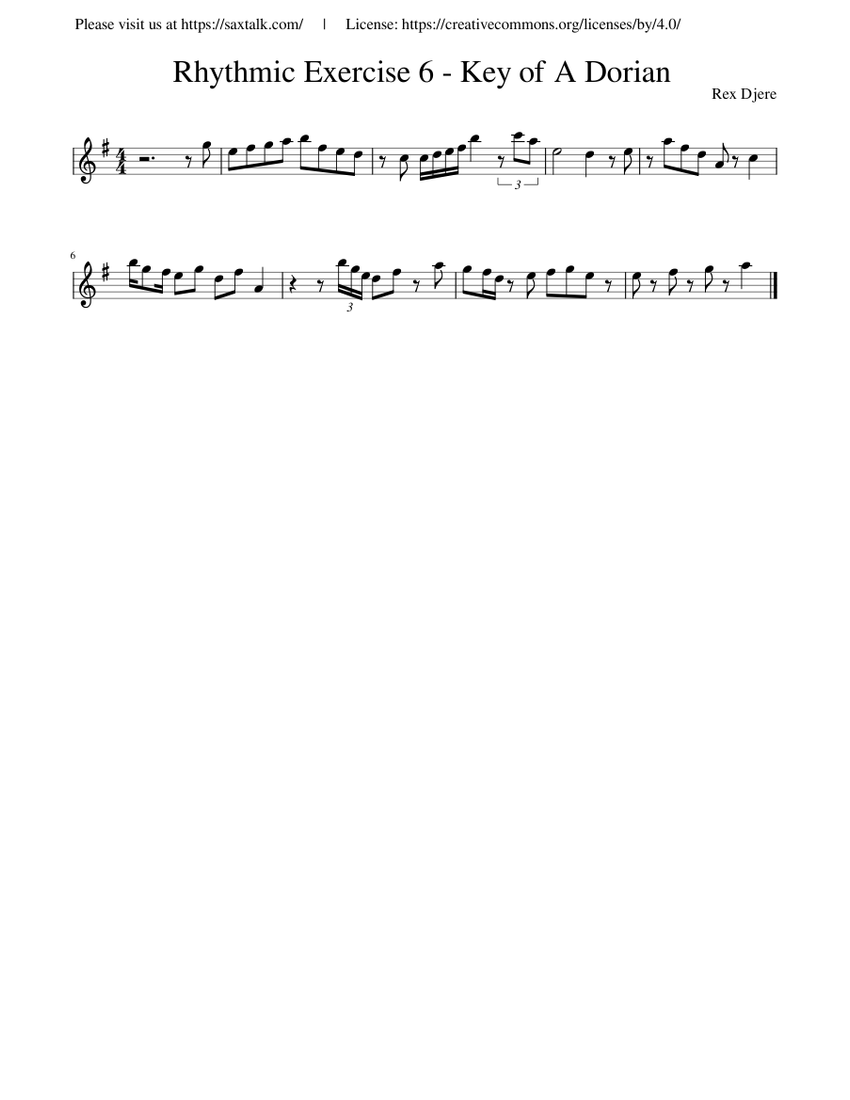 rhythmic exercise 00000006 08 A dorian Sheet music for Saxophone alto (Solo)