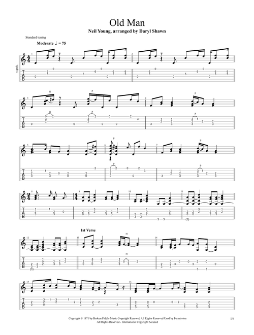 Old Man (Arr. Daryl Shawn) - Neil Young (Guitar Tab)
