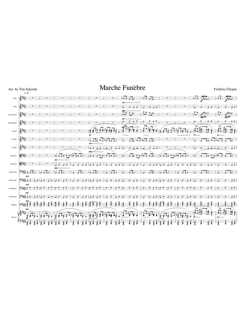 Marche Funèbre - Funeral March by Frédéric Chopin for Orchestra (Woodwinds, Strings, Choir, Piano) 