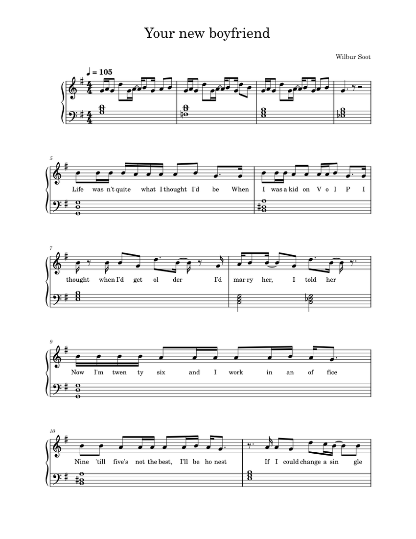 Your New Boyfriend Wilbur Soot Your new boyfriend Sheet music for