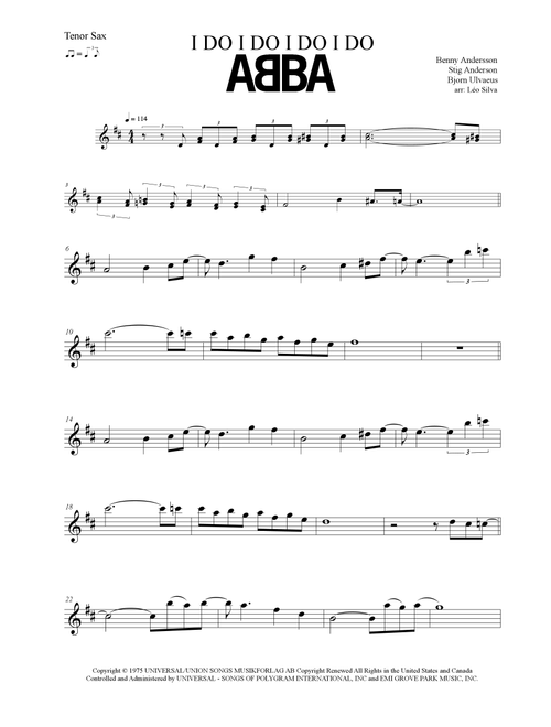 I Do I Do I Do I Do (Arr. Leo Silva) - ABBA (Tenor Sax Solo)
