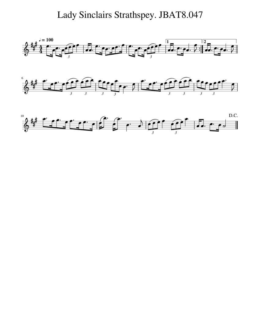 Lady Sinclairs Strathspey. JBAT8.047 Sheet music for Piano (Solo ...