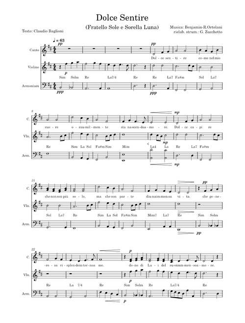 DOLCE SENTIRE – R Ortolani