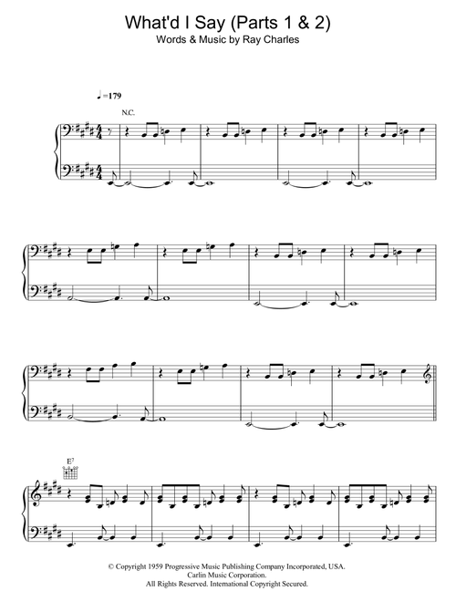 What'd I Say - Ray Charles (Piano-Vocal-Guitar (Piano Accompaniment))