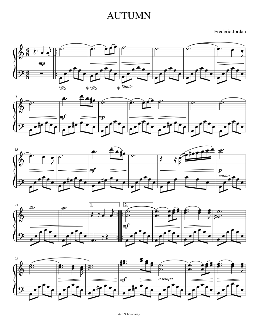 AUTUMN Sheet Music for Piano (Solo) easy | MuseScore.com