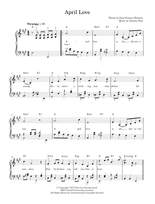 April Love - Pat Boone (Easy Piano)