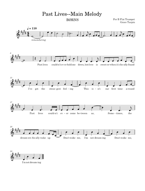 Past Lives--Main Melody | For B Flat Trumpet