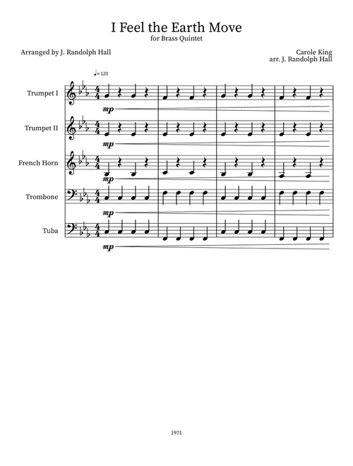 I Feel the Earth Move (Arr. J. Randolph Hall) - Carole King (Small Ensemble)