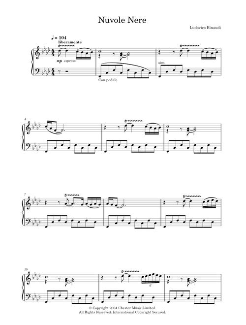 Nuvole Nere - Ludovico Einaudi (Piano Solo)