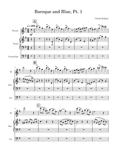 Baroque and Blue (from Suite for Flute and Piano Jazz No. 1) – Claude Bolling