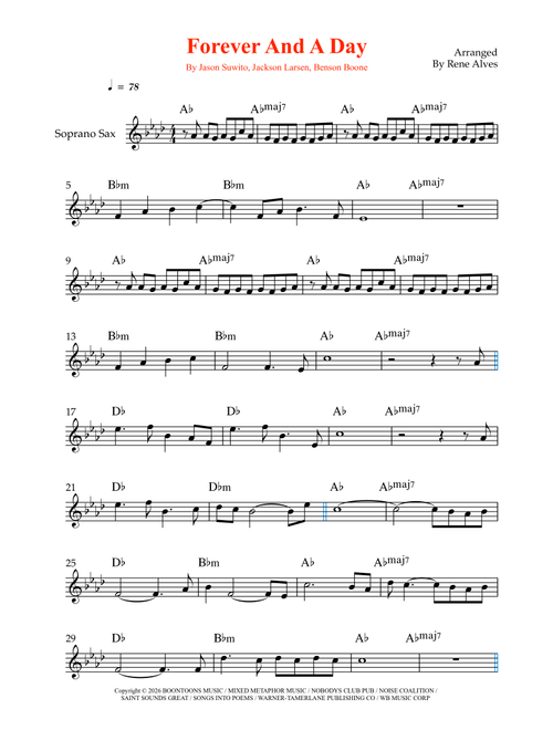 Forever And A Day (Arr. Rene Alves) - Benson Boone, Jason Suwito, Jackson Larsen (Soprano Sax Solo)