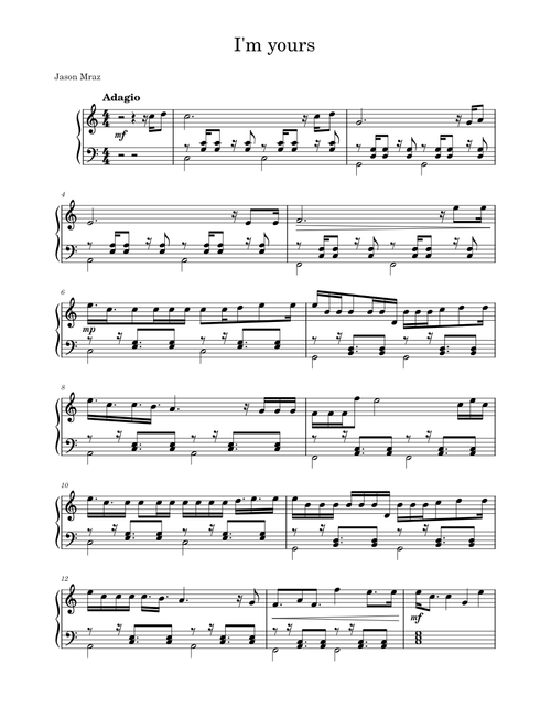 I'm yours – Jason Mraz