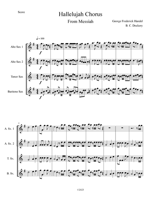 Hallelujah Chorus from Messiah (Sax Quartet) (Arr. B. C. Dockery) - George Frederick Handel (Woodwind Ensemble)