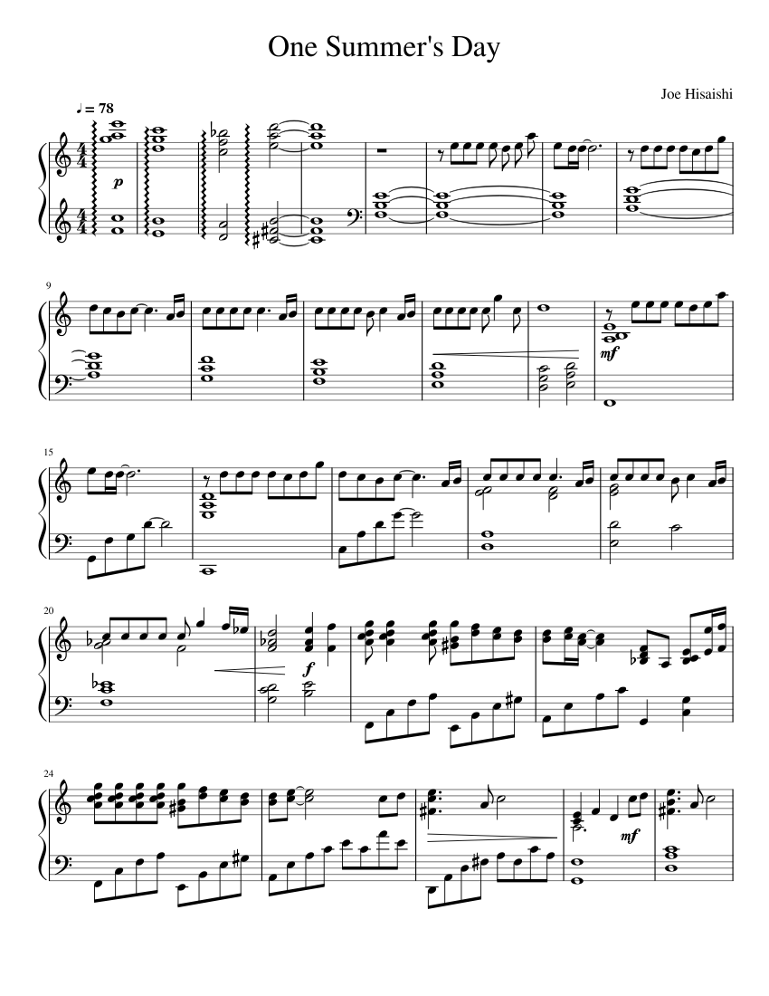 One Summer's Day Sheet music for Piano (Solo)