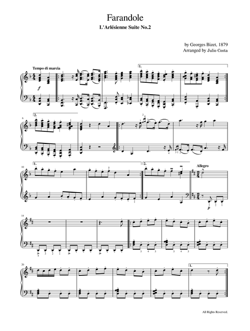 Bizet - Farandole (Arr. Julio Costa) - Georges Bizet (Piano Solo)