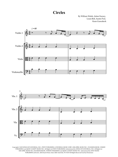 Circles (Arr. Wesley S. SIlva) - Post Malone (String Quartet)