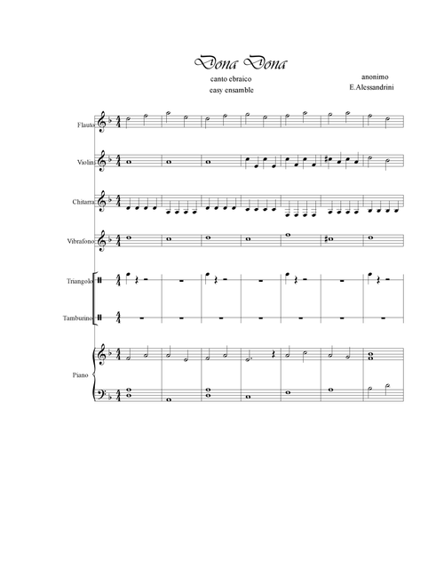 Dona Dona (Arr. Ester Alessandrini) - Anonimo (Small Ensemble)