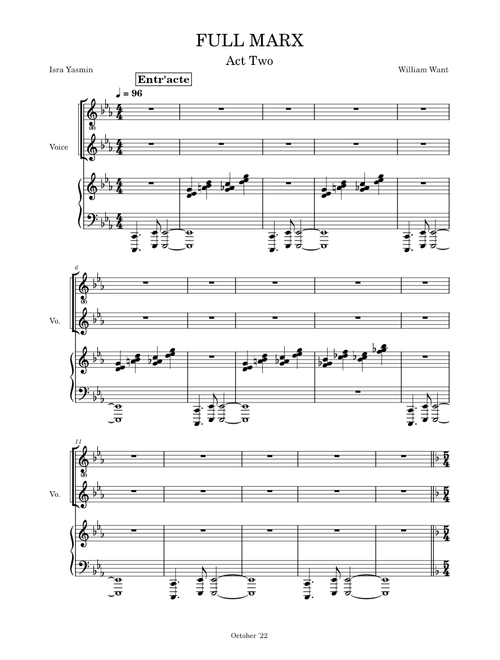 [draft six] FULL MARX Act Two -- Piano-Vocal