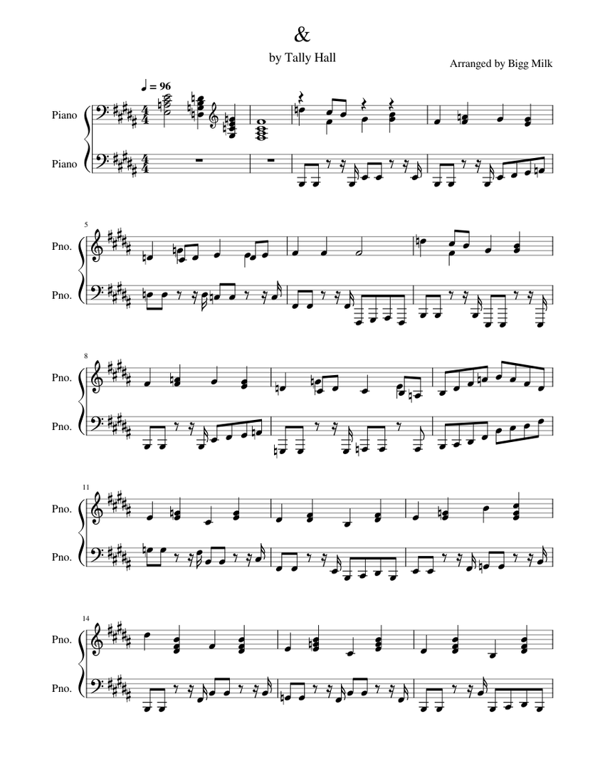 Tally Hall Sheet music for Piano (Solo) | Musescore.com