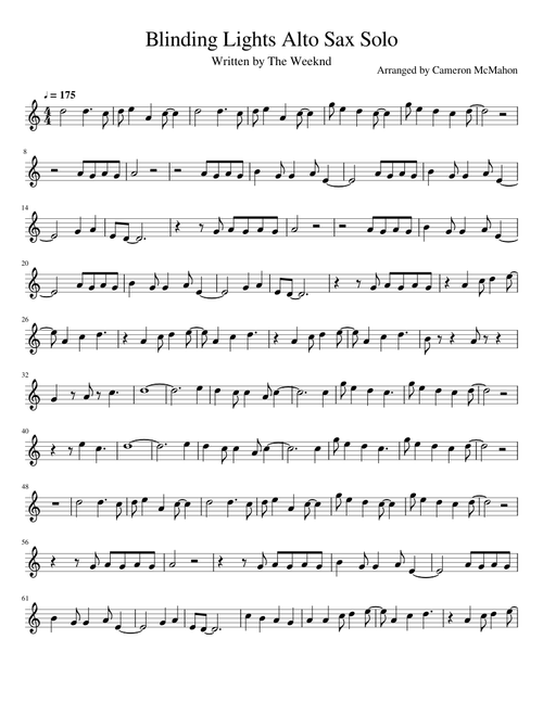 Blinding Lights Alto Sax Solo