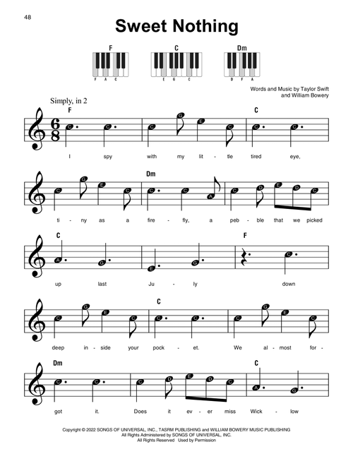Sweet Nothing - Taylor Swift (Super Easy Piano)