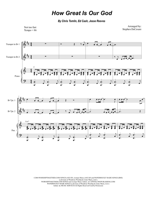 How Great Is Our God (Arr. Stephen DeCesare) - Chris Tomlin (Instrumental Duet and Piano)