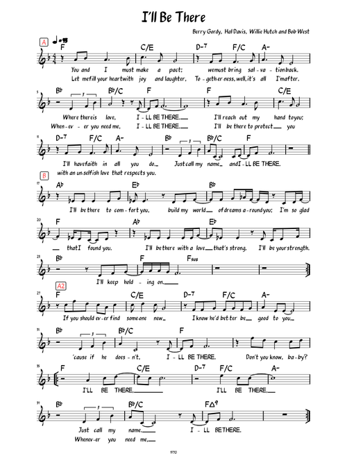 I'll Be There (Lead sheet with lyrics )