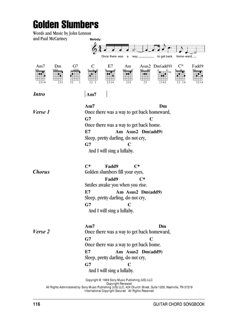 Golden Slumbers - The Beatles (Guitar Chords-Lyrics)