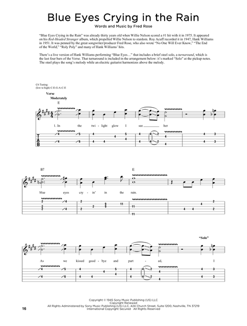 Blue Eyes Crying In The Rain - Willie Nelson, Elvis Presley (Guitar Tab)