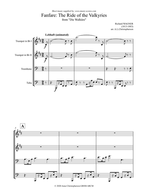 The ride of the Valkyries: Fanfare - Brass Quartet (Arr. Anne Christopherson GRSM ARCM) - Richard Wagner (Brass Ensemble)