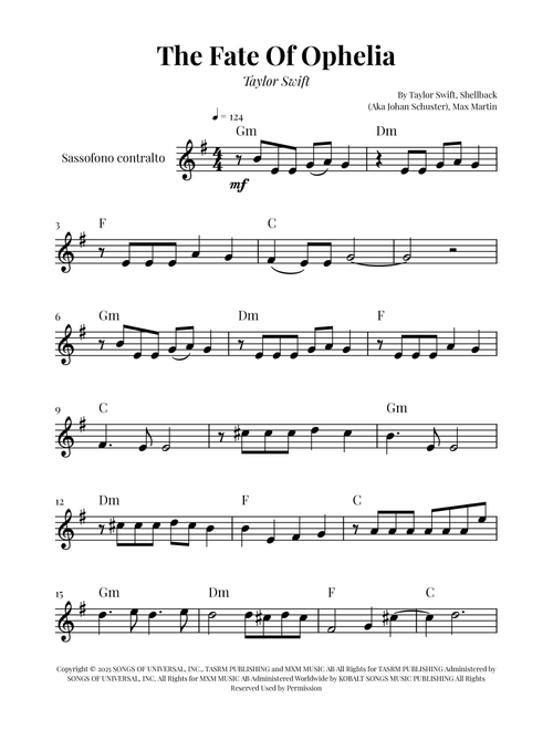 The Fate Of Ophelia (Arr. Glauco Fernandes) - Taylor Swift (Alto Sax Solo)