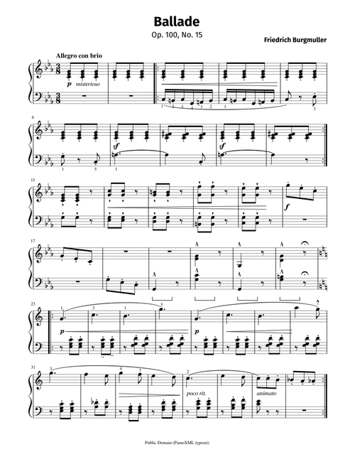 Burgmüller: Ballade - Op. 100, No. 15