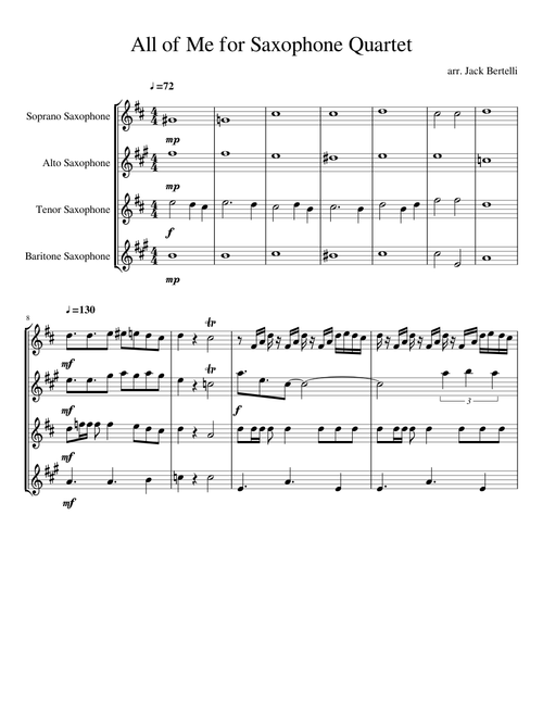 Saxophone Quartet sheet music by Jack Bertelli | Play, print, and