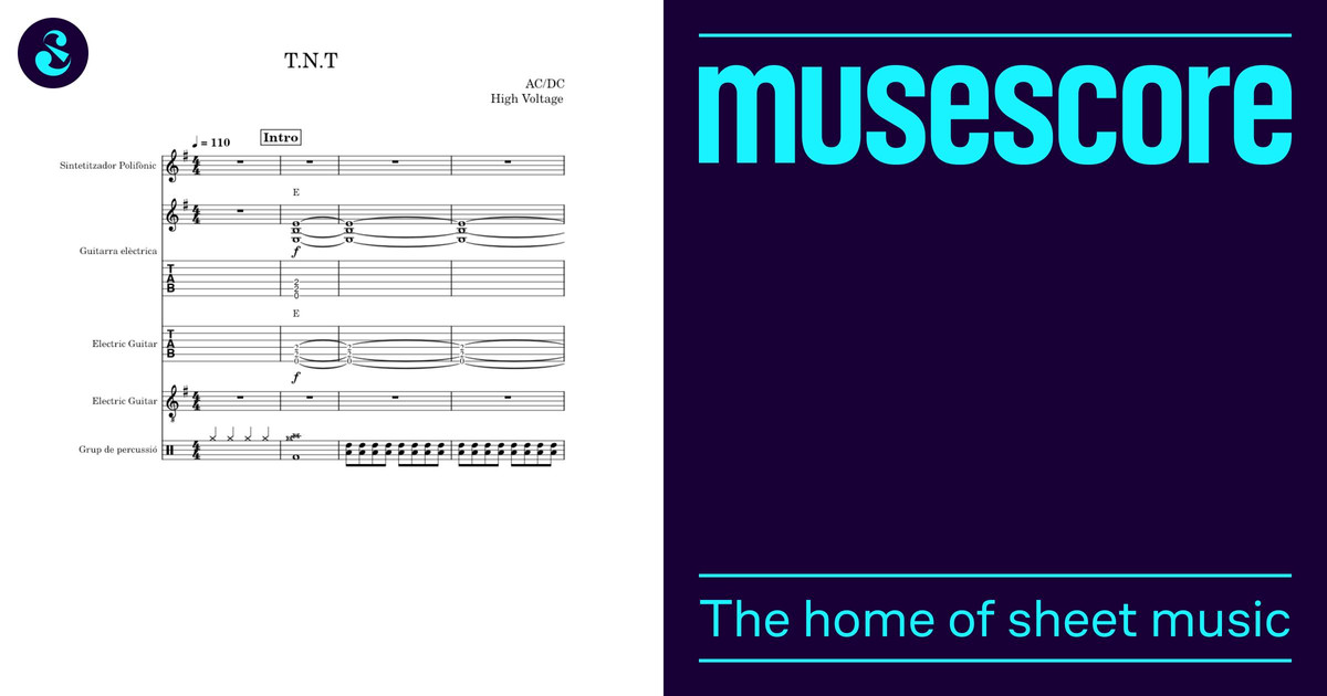 Tnt – AC/DC Sheet music for Guitar, Drum group, Synthesizer (Mixed ...