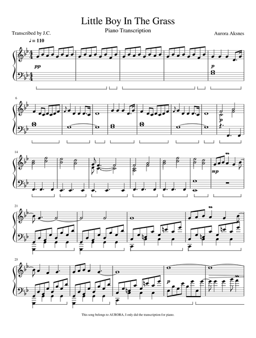 Little Boy In The Grass - AURORA - Piano Transcription