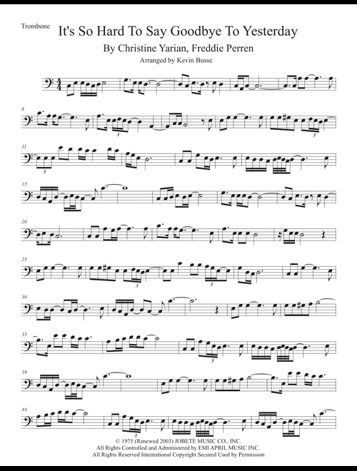 It's So Hard To Say Goodbye To Yesterday (Arr. Kevin Busse) - Boyz Ii Men (Trombone Solo)
