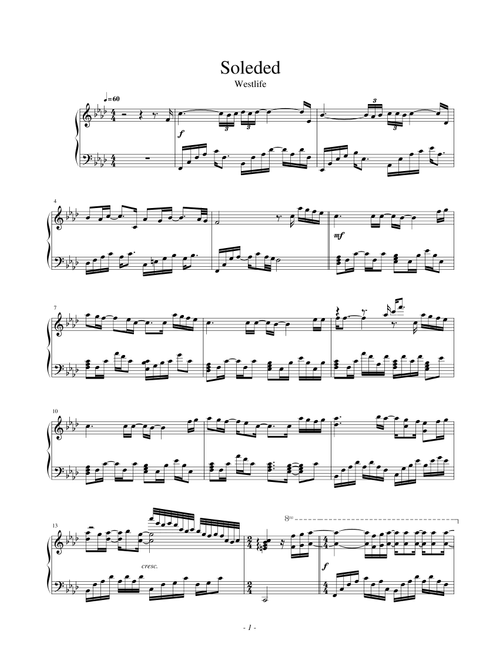 Soledad (Arr. Westlife) (Piano Solo)