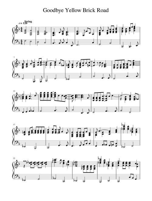 Goodbye Yellow Brick Road (Piano Arrangement)