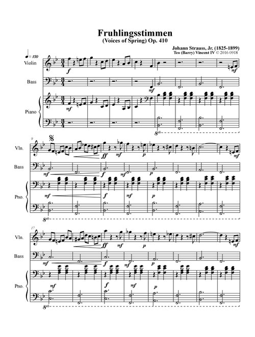 Frühlingsstimmen, Op.410, "Voices of Spring" (Arr. Teo Barry Vincent) - Johann Strauss (String Ensemble)