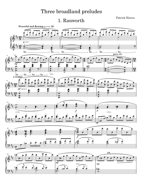 Three Broadland Piano Preludes - Patrick Thomas Hawes