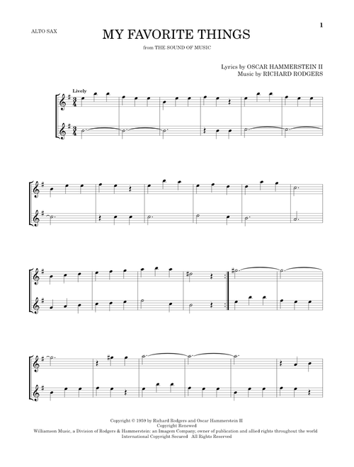 My Favorite Things (from The Sound Of Music) - Julie Andrews (Alto Saxophone Duet)