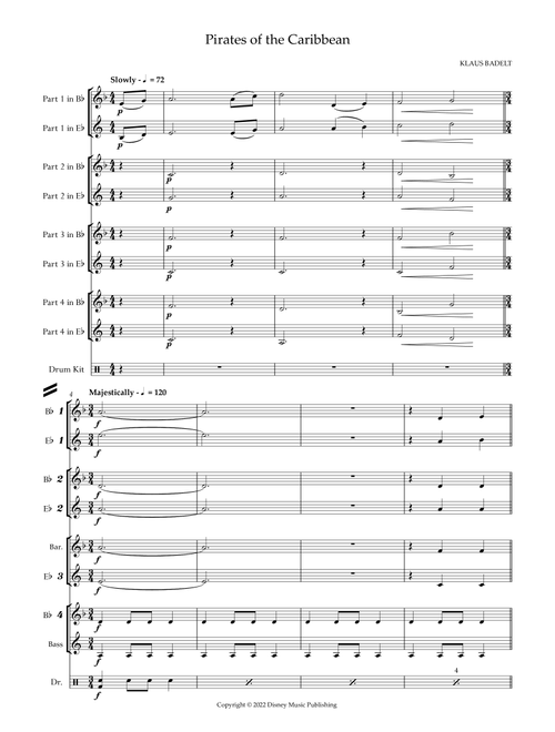 Pirates Of The Caribbean (Arr. Jonathan Bates) - Zimmer, G Zanelli, K Badelt (Brass Band)