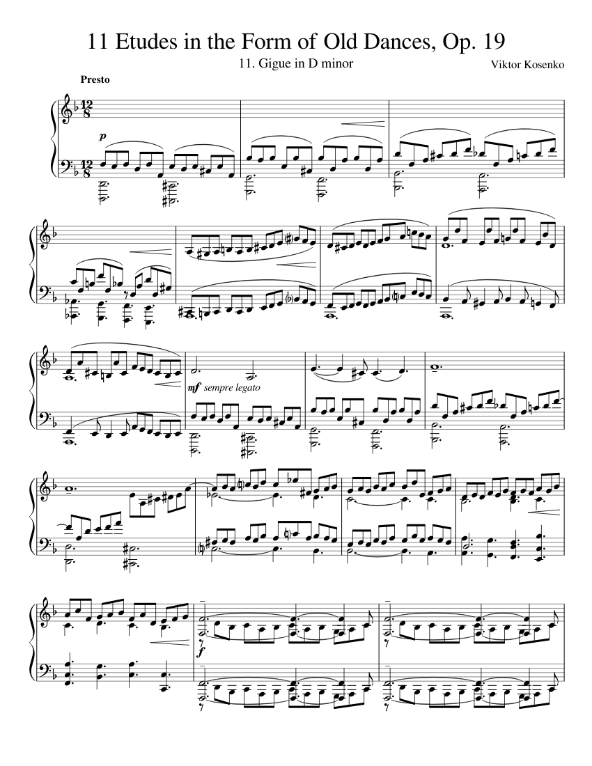 Kosenko, Viktor – 11 Etudes in the Form of Old Dances, Op.19
