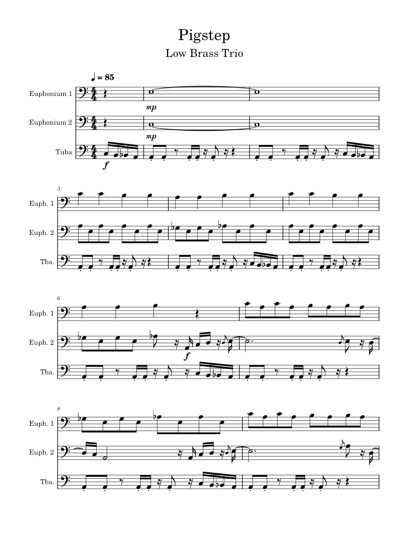 Pigstep Notes Pigstep - Lena Raine Sheet Music for Euphonium, Tuba (Brass Trio ...