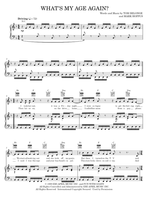 What's my age again - Blink-182 (Piano-Vocal-Guitar)