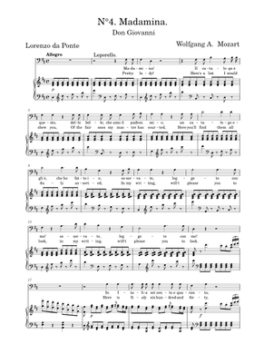 N°4 - Madamina - Don Giovanni - W.A. Mozart - Piano Sheet Music