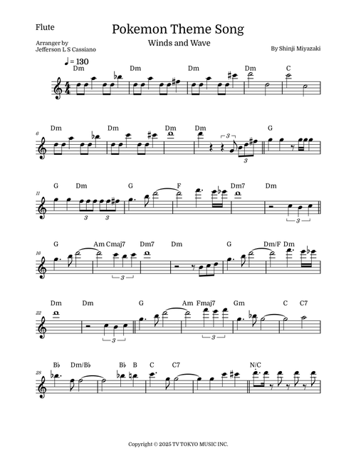 Pokemon (Arr. Jefferson LS Cassiano) - Shinji Miyazaki (Flute and Piano)