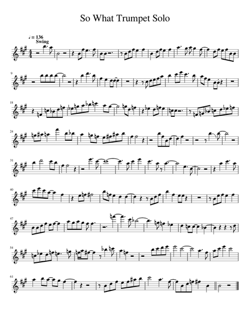 So What Trumpet Solo for Eb Saxophone